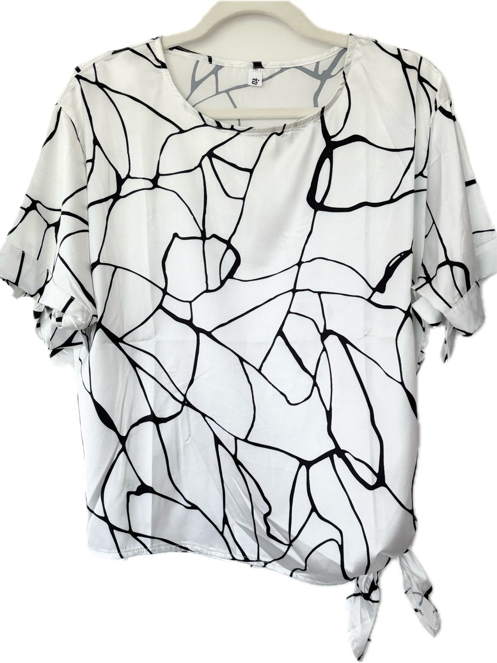 Silk Abstract Tie-Hem Top